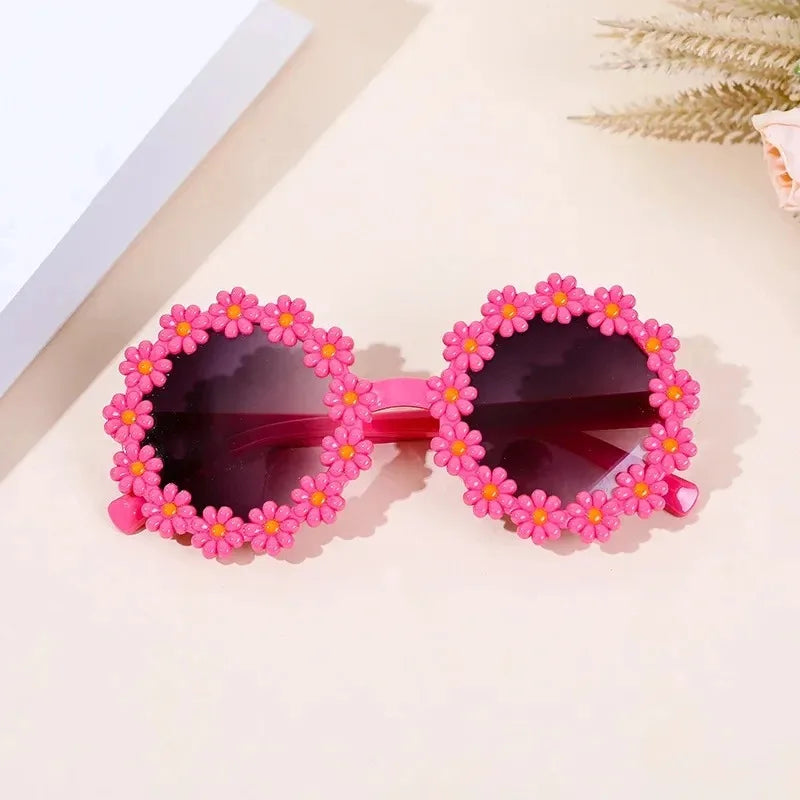 Children Sunglasses Flower Decorate Cute Baby Girls Summer Outdoor Sun Glasses Kids Boy UV400 Acrylic Eyewear Gifts