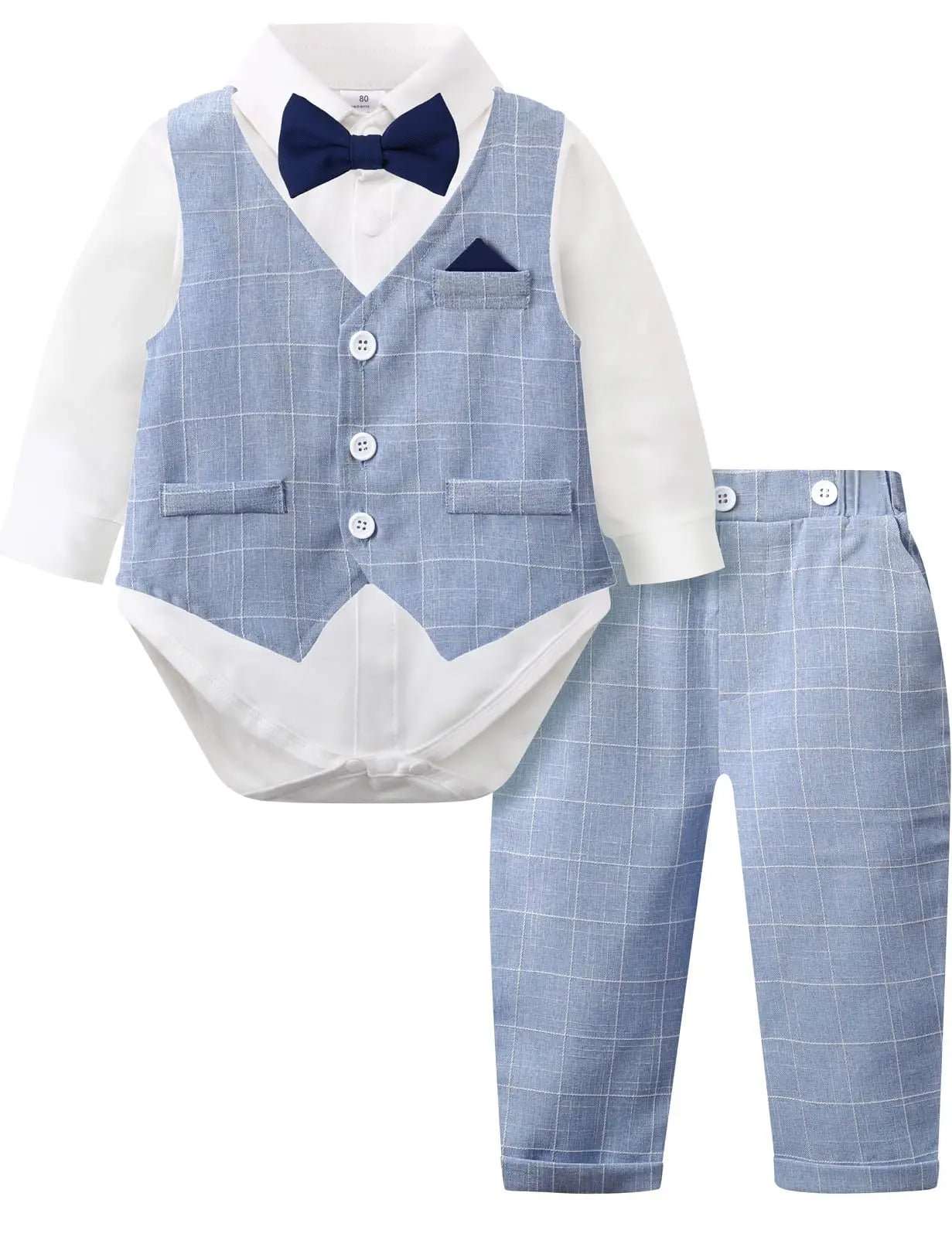 Baby Boys Suit Infant Formal Outfit Wedding 1st Birthday Dress Outfits Newborn Bodysuit Vest Pants Gentleman Clothes Sets