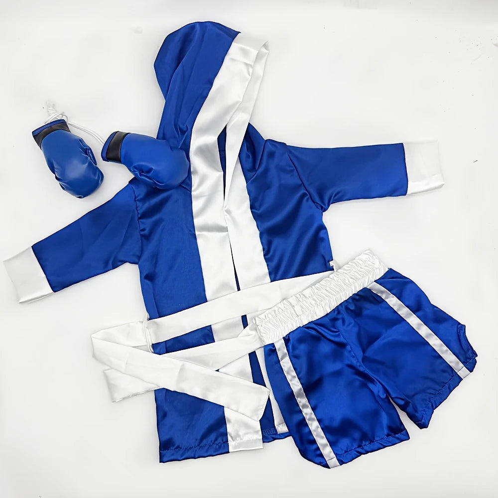 Newborn Photography Props Boxing Theme Baby Photo Outfit Infant Bathrobe Shorts Gloves Set Newborn Photo Costume Studio Props