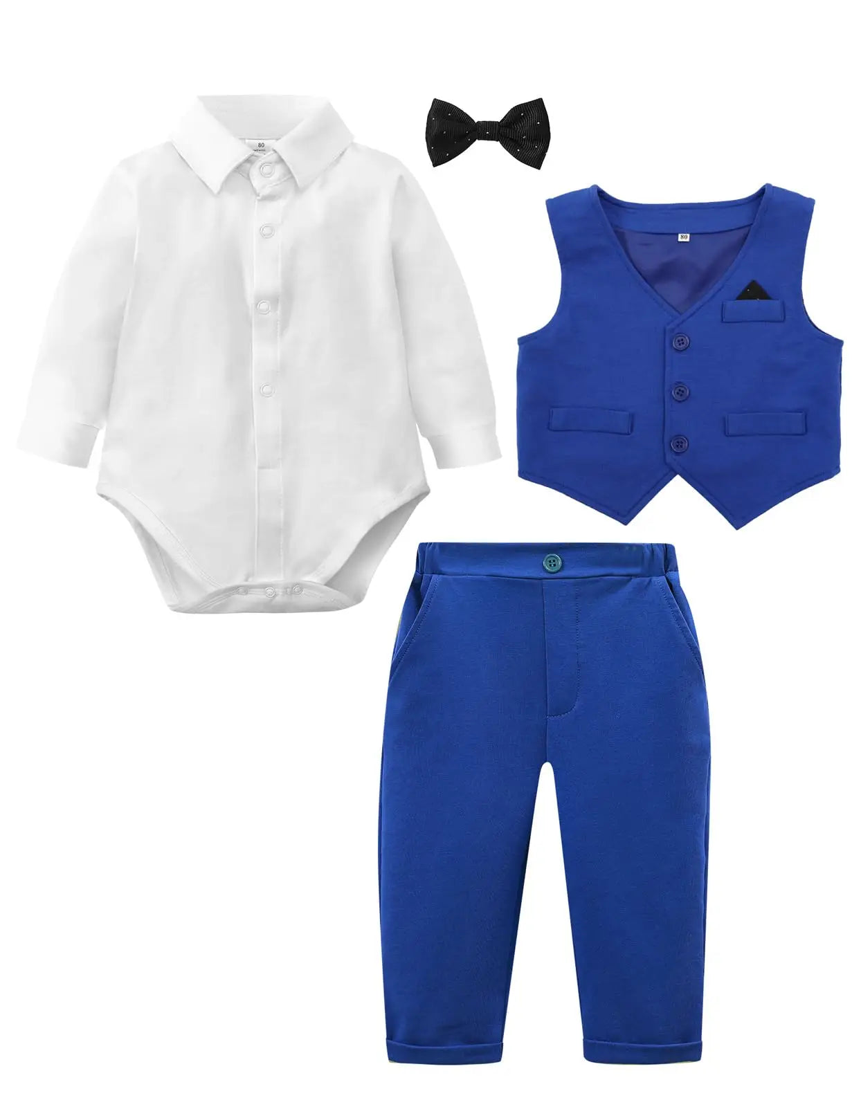 Baby Boys Suit Infant Formal Outfit Wedding 1st Birthday Dress Outfits Newborn Bodysuit Vest Pants Gentleman Clothes Sets