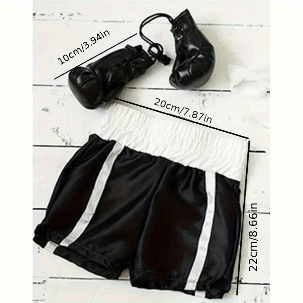 Newborn Photography Props Boxing Theme Baby Photo Outfit Infant Bathrobe Shorts Gloves Set Newborn Photo Costume Studio Props