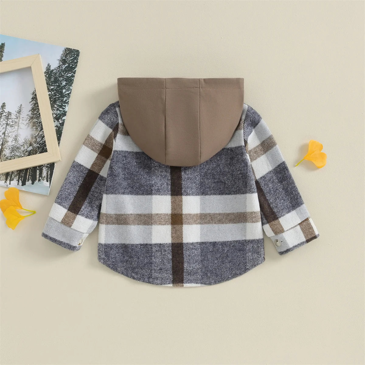 0-4Y Kids Boys Plaid Jacket Baby Autumn Clothing Long Sleeve Button Closure Hooded Plaid Outerwear Children Coats Streetwear
