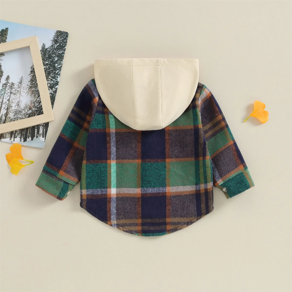 0-4Y Kids Boys Plaid Jacket Baby Autumn Clothing Long Sleeve Button Closure Hooded Plaid Outerwear Children Coats Streetwear