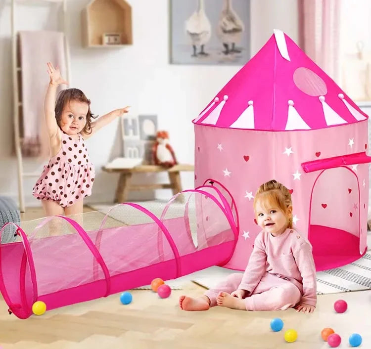 3 In 1 Kid Tent House Play Toy Tunnel Crawling Playhouse Castle Portable Children Ocean Ball Pool Pit Baby Folded Indoor Outdoor