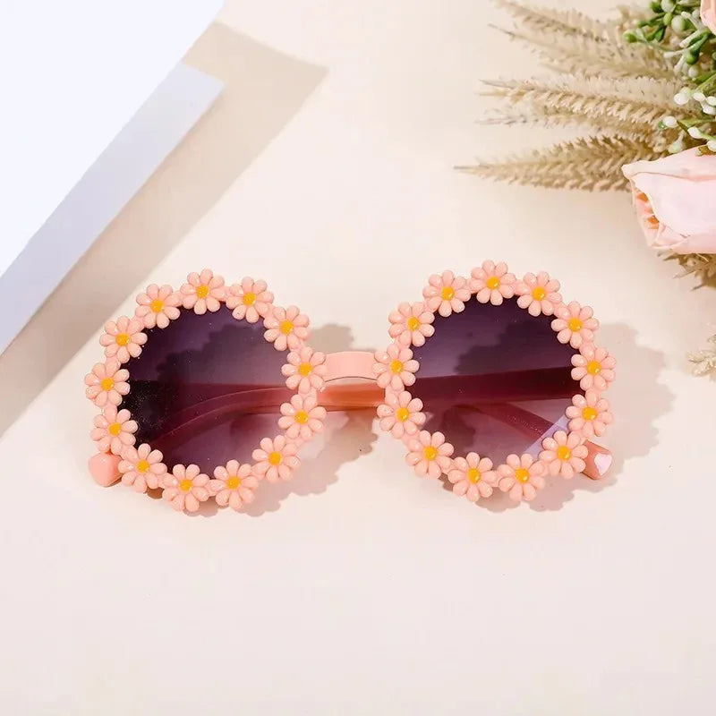Children Sunglasses Flower Decorate Cute Baby Girls Summer Outdoor Sun Glasses Kids Boy UV400 Acrylic Eyewear Gifts