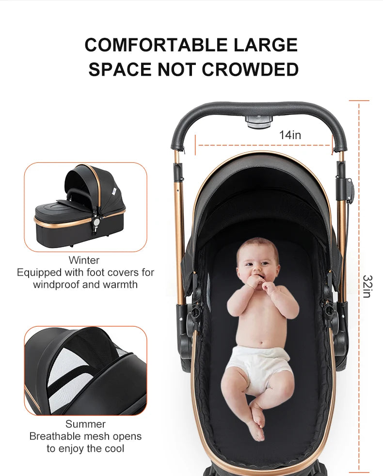360° Swivel 3-in-1 Baby Stroller