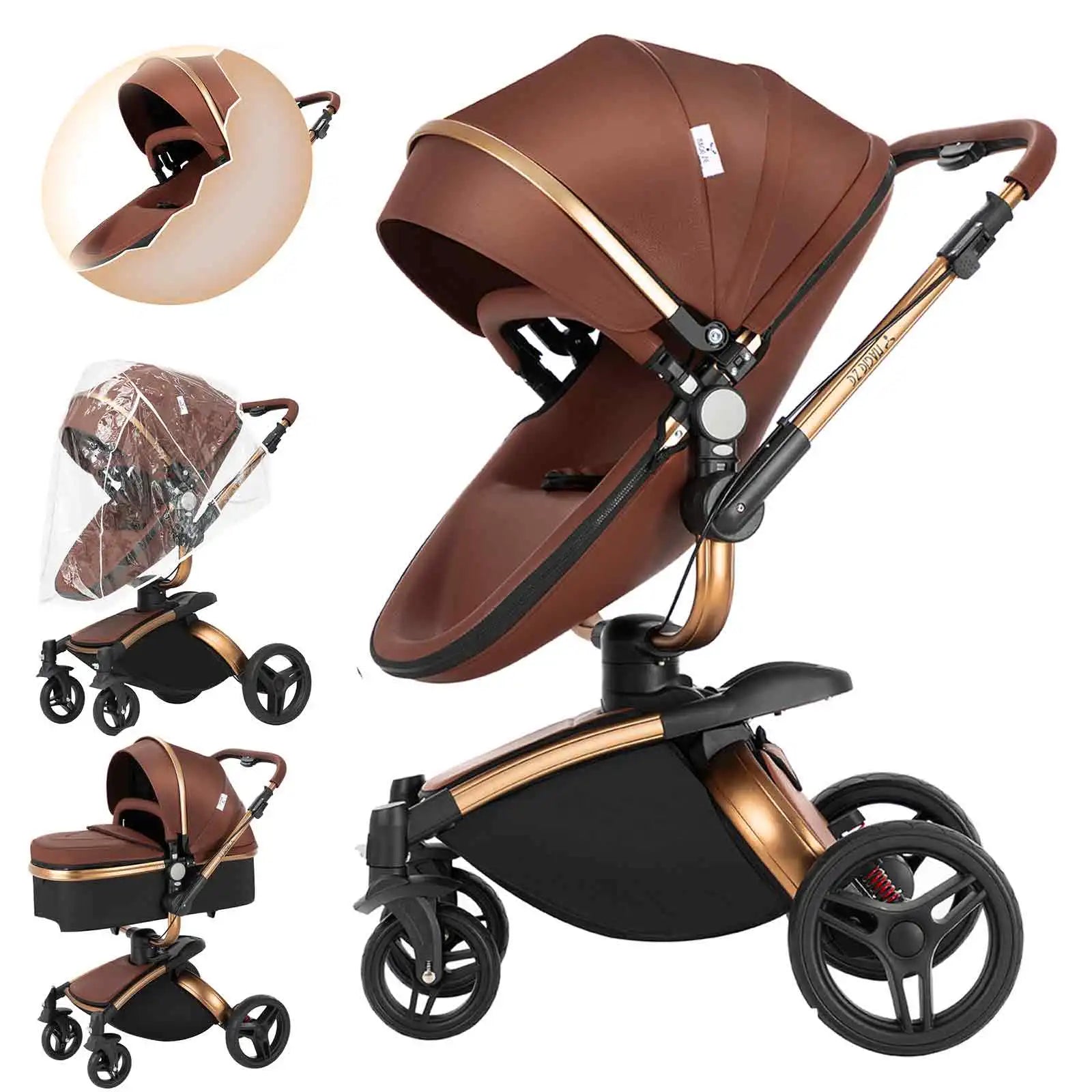 360° Swivel 3-in-1 Baby Stroller