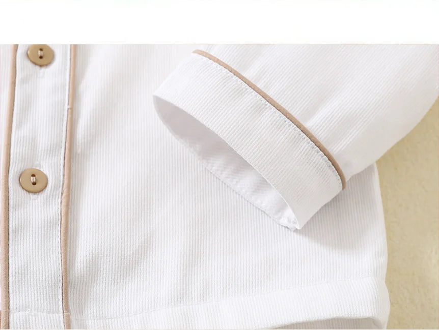 Toddler Boys Birthday Outfit Baby White Long Sleeve Shirts and Suspenders Pants Two Piece Sets Newborn Infant Spanish Clothing