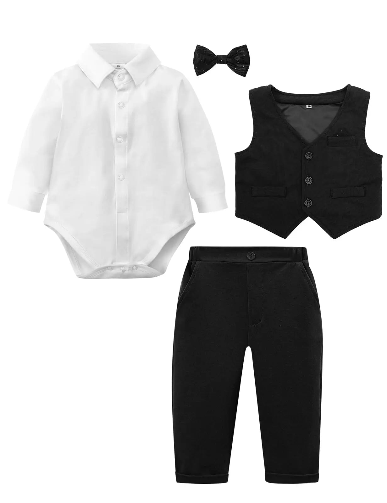 Baby Boys Suit Infant Formal Outfit Wedding 1st Birthday Dress Outfits Newborn Bodysuit Vest Pants Gentleman Clothes Sets