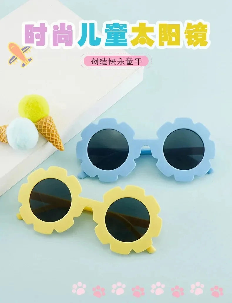 Children Sunglasses Flower Decorate Cute Baby Girls Summer Outdoor Sun Glasses Kids Boy UV400 Acrylic Eyewear Gifts