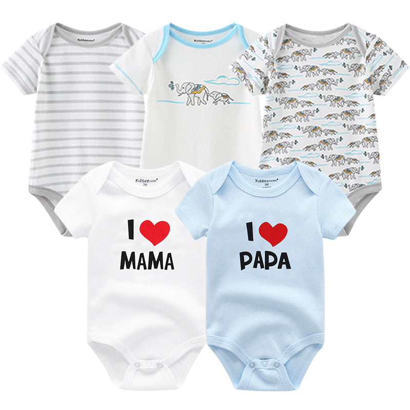 5Pcs/Set Baby Boys Jumpsuit Cartoon Newborn Girl Rompers Cotton Soft Infant Bodysuit Spring Summer Casual ropa bebe Costume Cute