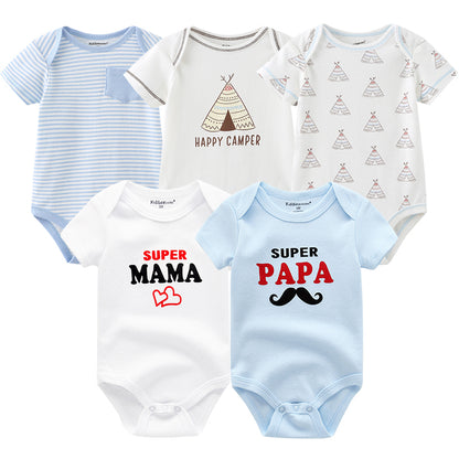 5Pcs/Set Baby Boys Jumpsuit Cartoon Newborn Girl Rompers Cotton Soft Infant Bodysuit Spring Summer Casual ropa bebe Costume Cute