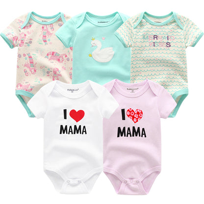 5Pcs/Set Baby Boys Jumpsuit Cartoon Newborn Girl Rompers Cotton Soft Infant Bodysuit Spring Summer Casual ropa bebe Costume Cute