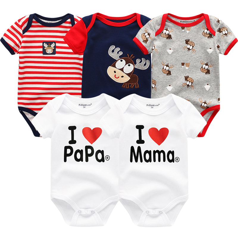 5Pcs/Set Baby Boys Jumpsuit Cartoon Newborn Girl Rompers Cotton Soft Infant Bodysuit Spring Summer Casual ropa bebe Costume Cute