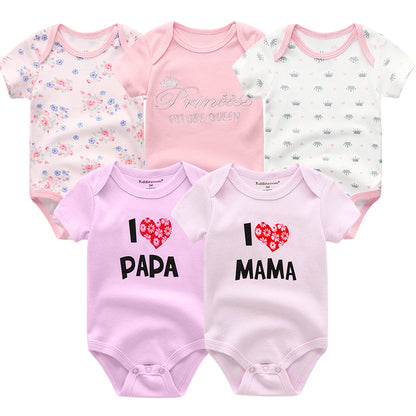 5Pcs/Set Baby Boys Jumpsuit Cartoon Newborn Girl Rompers Cotton Soft Infant Bodysuit Spring Summer Casual ropa bebe Costume Cute