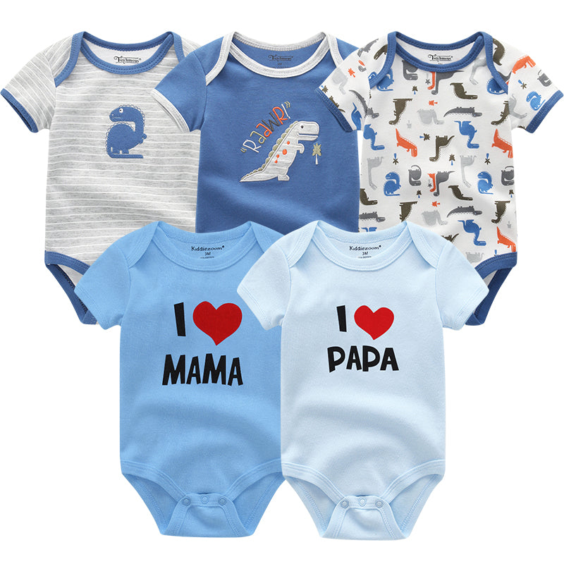 5Pcs/Set Baby Boys Jumpsuit Cartoon Newborn Girl Rompers Cotton Soft Infant Bodysuit Spring Summer Casual ropa bebe Costume Cute