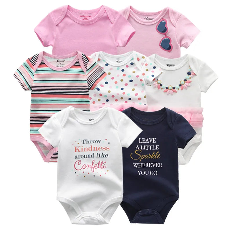 Uniesx Newborn Baby Rompers Clothing 7Pcs/Lot Infant Jumpsuits 100%Cotton Children Roupa De Bebe Girls&amp;Boys Baby Clothes