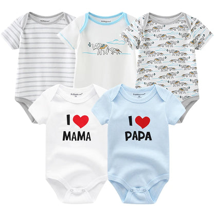 5Pcs/Set Baby Boys Jumpsuit Cartoon Newborn Girl Rompers Cotton Soft Infant Bodysuit Spring Summer Casual ropa bebe Costume Cute