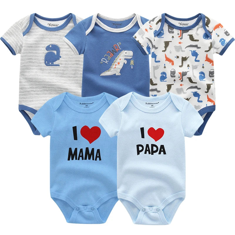 5Pcs/Set Baby Boys Jumpsuit Cartoon Newborn Girl Rompers Cotton Soft Infant Bodysuit Spring Summer Casual ropa bebe Costume Cute