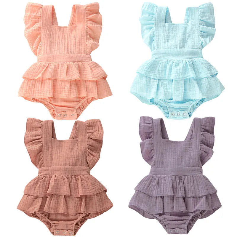 Ruffle Cotton Baby Girl Romper