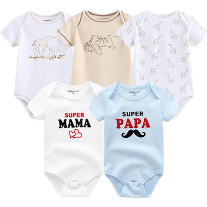 5Pcs/Set Baby Boys Jumpsuit Cartoon Newborn Girl Rompers Cotton Soft Infant Bodysuit Spring Summer Casual ropa bebe Costume Cute