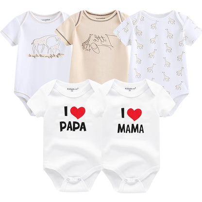 5Pcs/Set Baby Boys Jumpsuit Cartoon Newborn Girl Rompers Cotton Soft Infant Bodysuit Spring Summer Casual ropa bebe Costume Cute