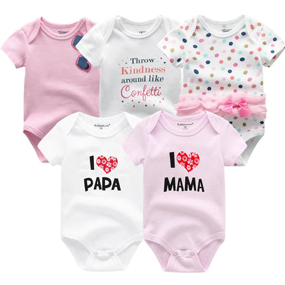5Pcs/Set Baby Boys Jumpsuit Cartoon Newborn Girl Rompers Cotton Soft Infant Bodysuit Spring Summer Casual ropa bebe Costume Cute
