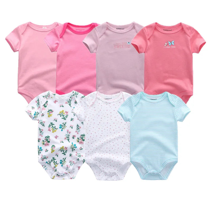 Uniesx Newborn Baby Rompers Clothing 7Pcs/Lot Infant Jumpsuits 100%Cotton Children Roupa De Bebe Girls&amp;Boys Baby Clothes