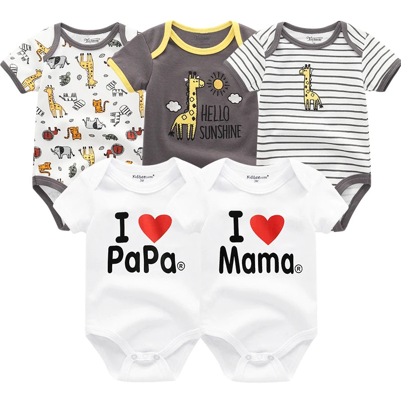 5Pcs/Set Baby Boys Jumpsuit Cartoon Newborn Girl Rompers Cotton Soft Infant Bodysuit Spring Summer Casual ropa bebe Costume Cute