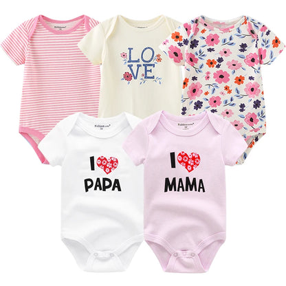 5Pcs/Set Baby Boys Jumpsuit Cartoon Newborn Girl Rompers Cotton Soft Infant Bodysuit Spring Summer Casual ropa bebe Costume Cute