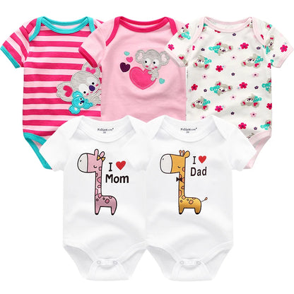 5Pcs/Set Baby Boys Jumpsuit Cartoon Newborn Girl Rompers Cotton Soft Infant Bodysuit Spring Summer Casual ropa bebe Costume Cute