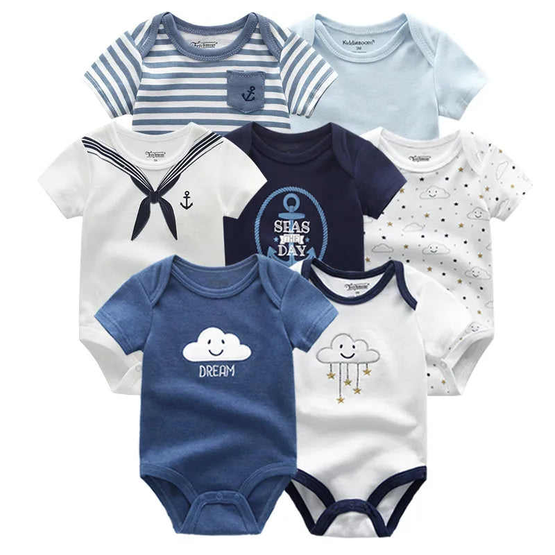 Uniesx Newborn Baby Rompers Clothing 7Pcs/Lot Infant Jumpsuits 100%Cotton Children Roupa De Bebe Girls&amp;Boys Baby Clothes
