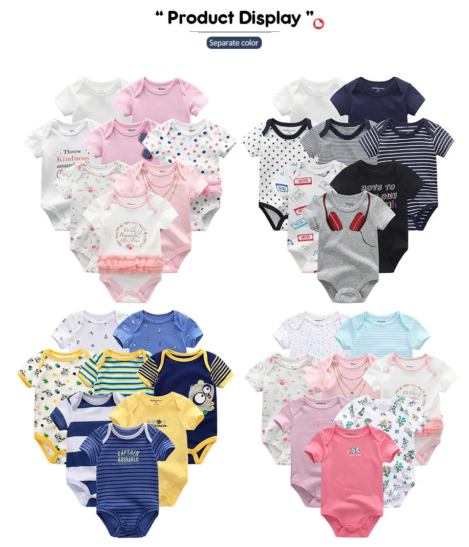 Uniesx Newborn Baby Rompers Clothing 7Pcs/Lot Infant Jumpsuits 100%Cotton Children Roupa De Bebe Girls&amp;Boys Baby Clothes