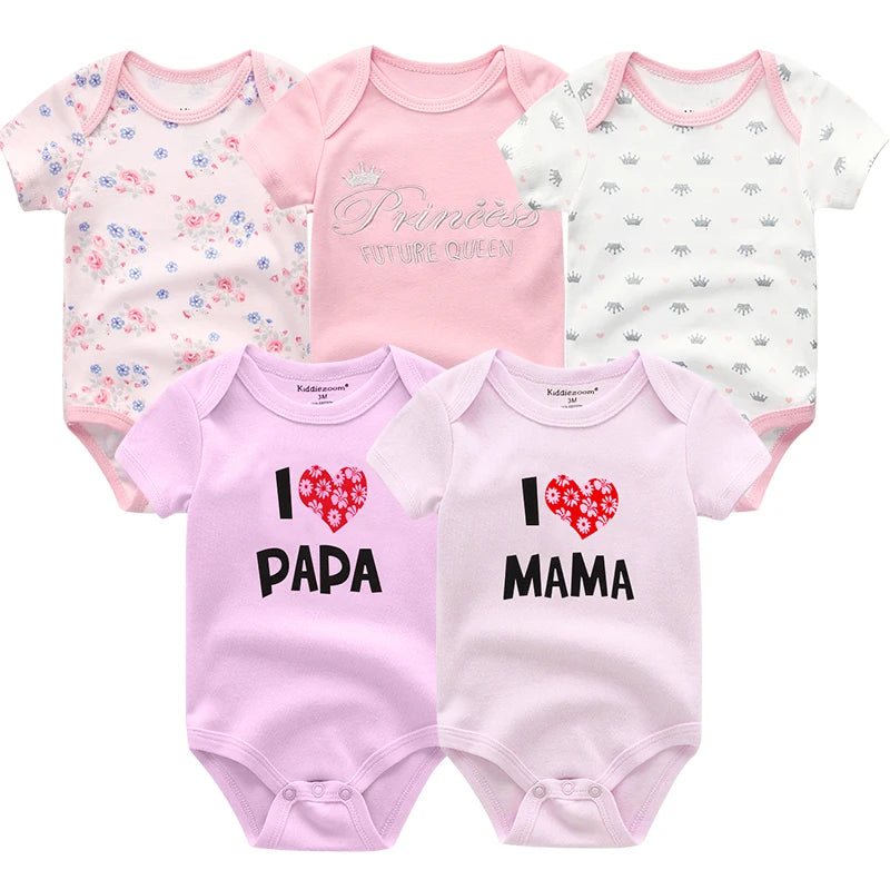5Pcs/Set Baby Boys Jumpsuit Cartoon Newborn Girl Rompers Cotton Soft Infant Bodysuit Spring Summer Casual ropa bebe Costume Cute