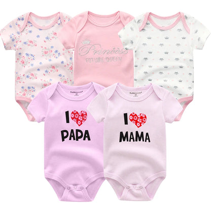 5Pcs/Set Baby Boys Jumpsuit Cartoon Newborn Girl Rompers Cotton Soft Infant Bodysuit Spring Summer Casual ropa bebe Costume Cute