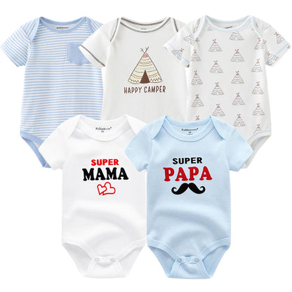 5Pcs/Set Baby Boys Jumpsuit Cartoon Newborn Girl Rompers Cotton Soft Infant Bodysuit Spring Summer Casual ropa bebe Costume Cute