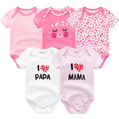5Pcs/Set Baby Boys Jumpsuit Cartoon Newborn Girl Rompers Cotton Soft Infant Bodysuit Spring Summer Casual ropa bebe Costume Cute