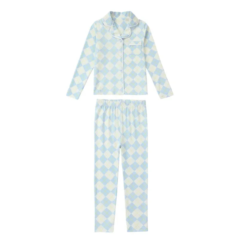AP 2025 spring summer argyle plaid soft dress set footie pjs family matching clothing