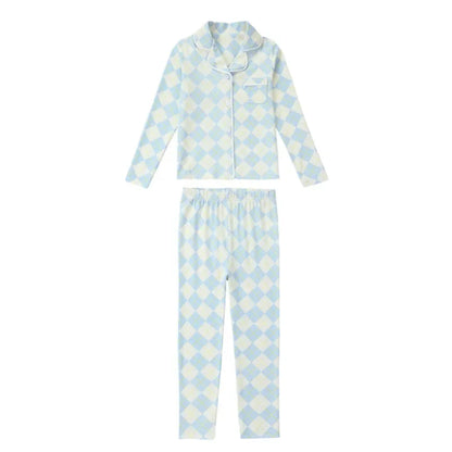 AP 2025 spring summer argyle plaid soft dress set footie pjs family matching clothing