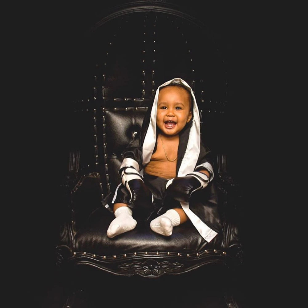 Newborn Photography Props Boxing Theme Baby Photo Outfit Infant Bathrobe Shorts Gloves Set Newborn Photo Costume Studio Props