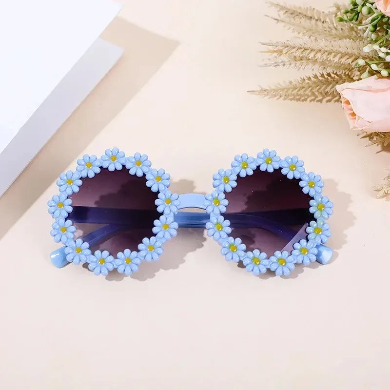 Children Sunglasses Flower Decorate Cute Baby Girls Summer Outdoor Sun Glasses Kids Boy UV400 Acrylic Eyewear Gifts
