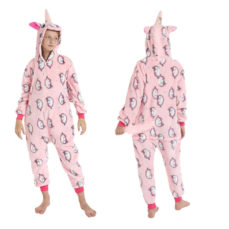 children unicorn pajamas kids stitch pijamas boys animal jumpsuits baby girls flannel kigurumi onesies for winter