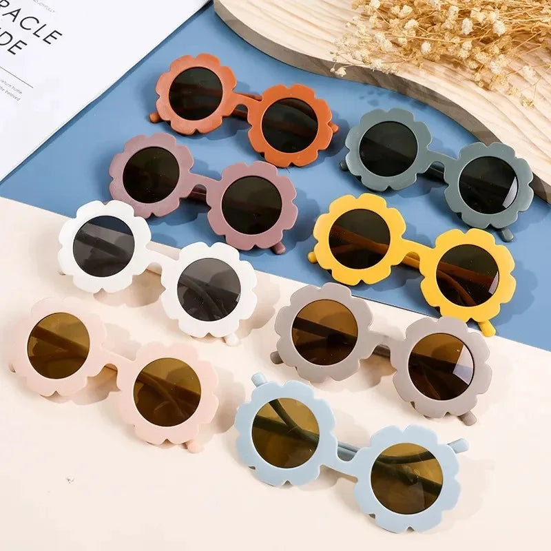 Children Sunglasses Flower Decorate Cute Baby Girls Summer Outdoor Sun Glasses Kids Boy UV400 Acrylic Eyewear Gifts