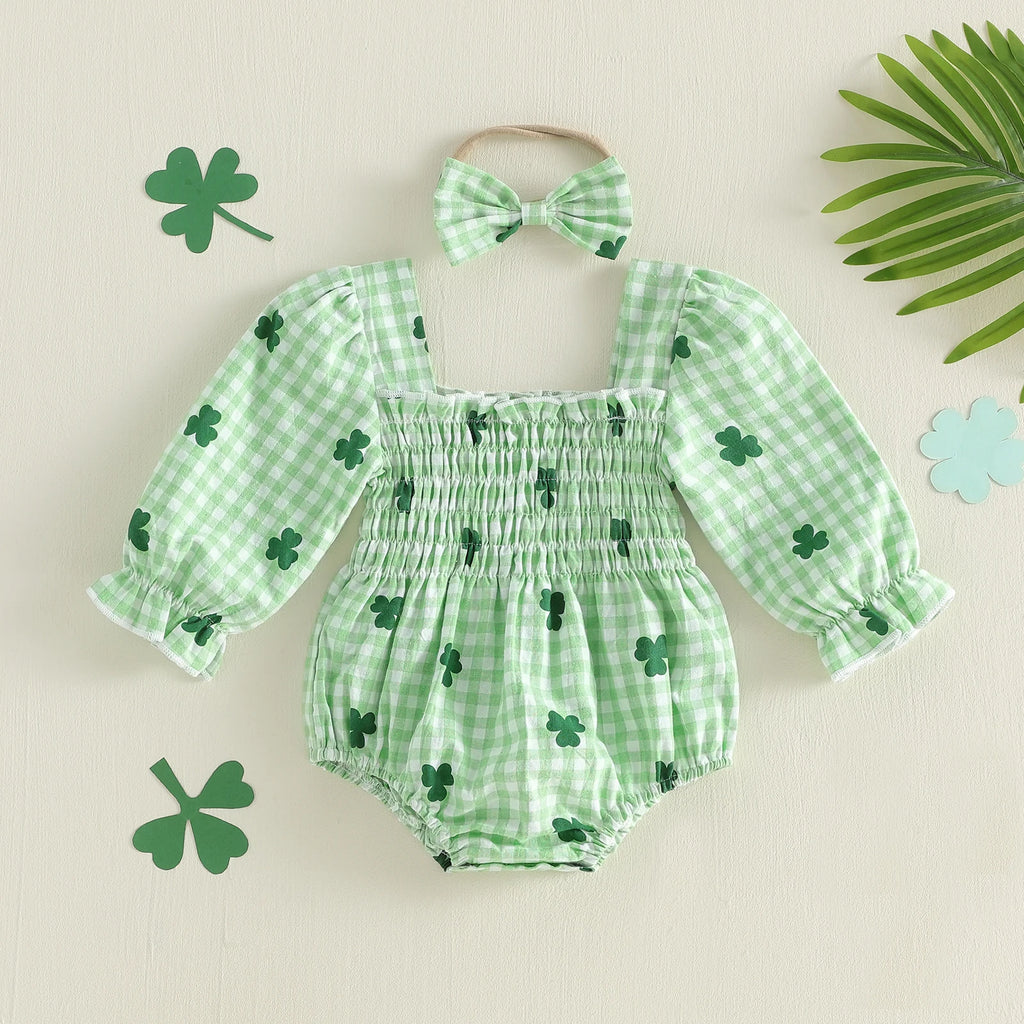 Plaid Shamrock Baby Romper