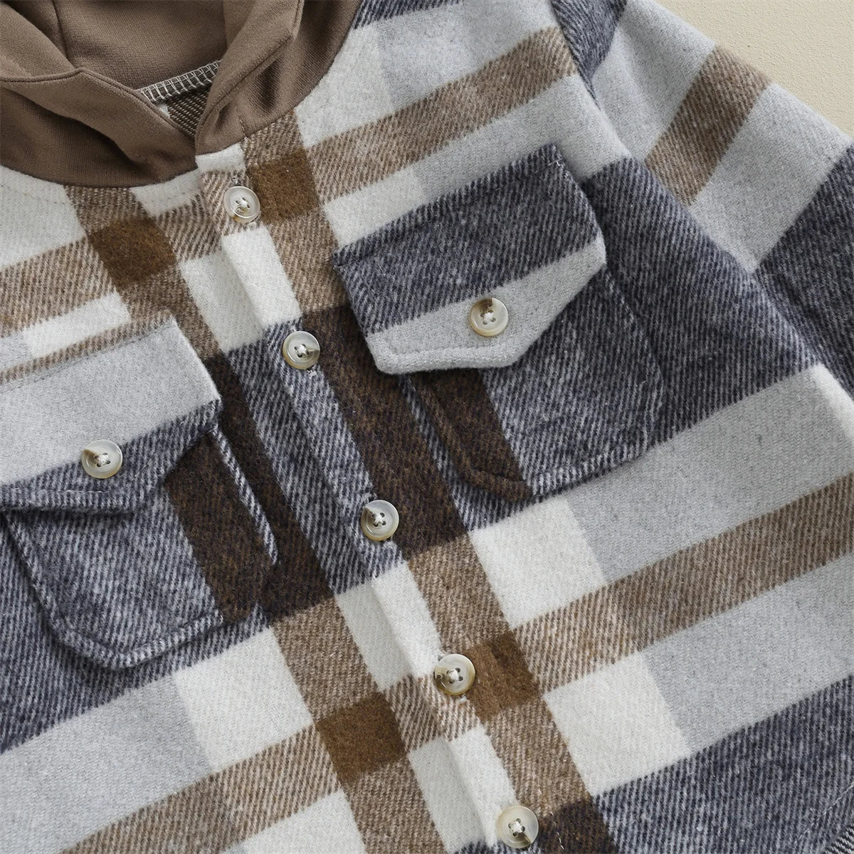 0-4Y Kids Boys Plaid Jacket Baby Autumn Clothing Long Sleeve Button Closure Hooded Plaid Outerwear Children Coats Streetwear