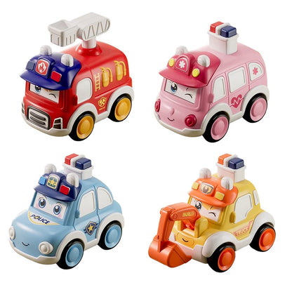 Toddler Press And Go Vehicle Cartoon Baby Mini Ambulance Police Car Fire Truck Excavator Model Gift For Kids Toys