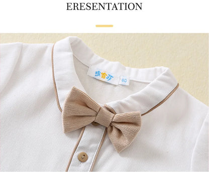 Toddler Boys Birthday Outfit Baby White Long Sleeve Shirts and Suspenders Pants Two Piece Sets Newborn Infant Spanish Clothing
