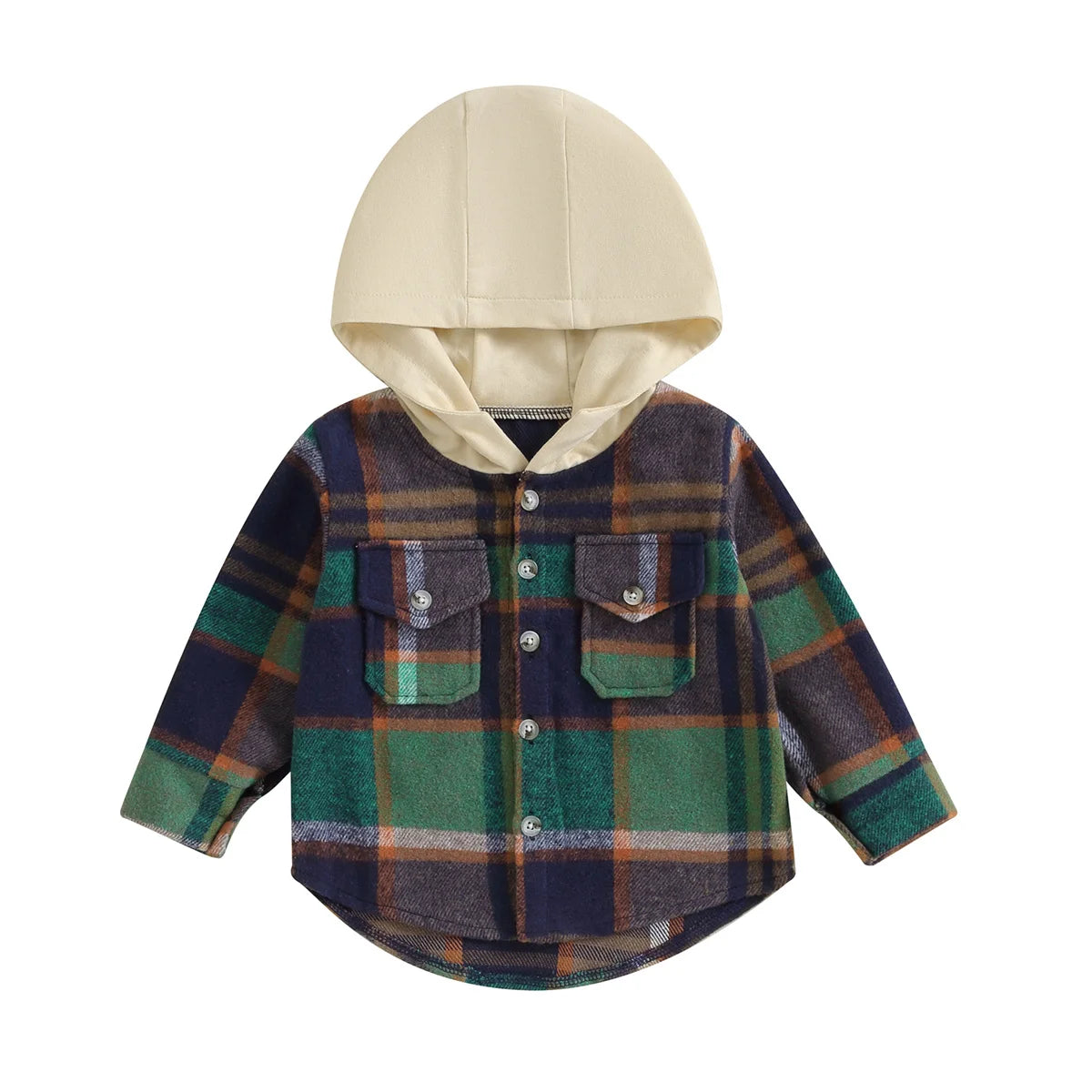 0-4Y Kids Boys Plaid Jacket Baby Autumn Clothing Long Sleeve Button Closure Hooded Plaid Outerwear Children Coats Streetwear