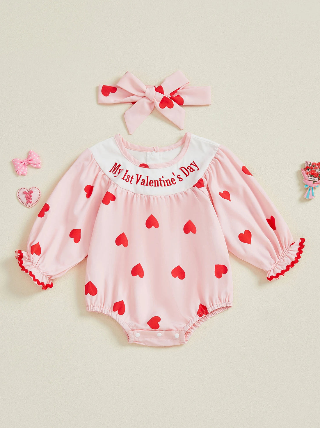 Valentine Heart Baby Romper Set