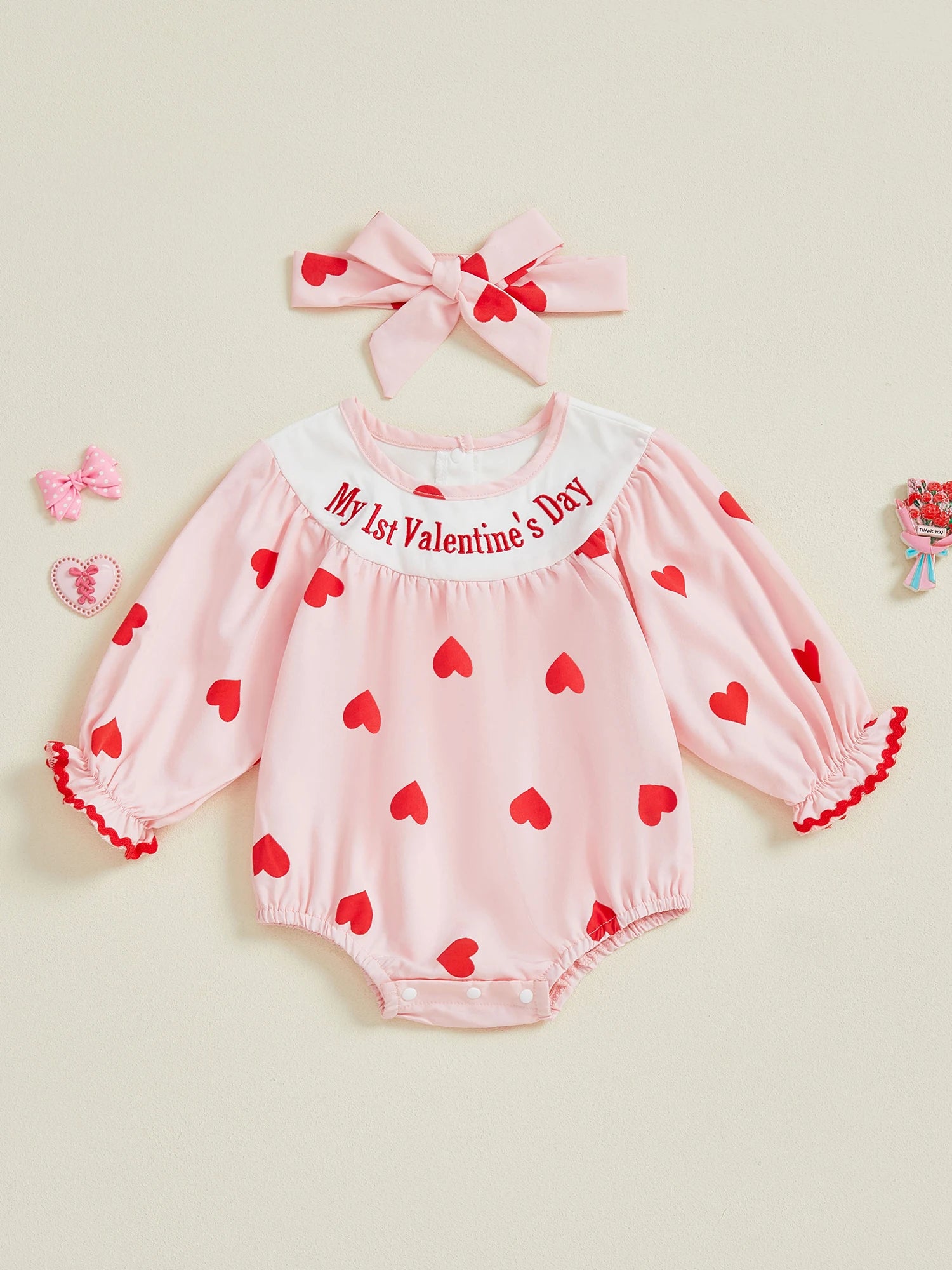 Valentine Heart Baby Romper Set
